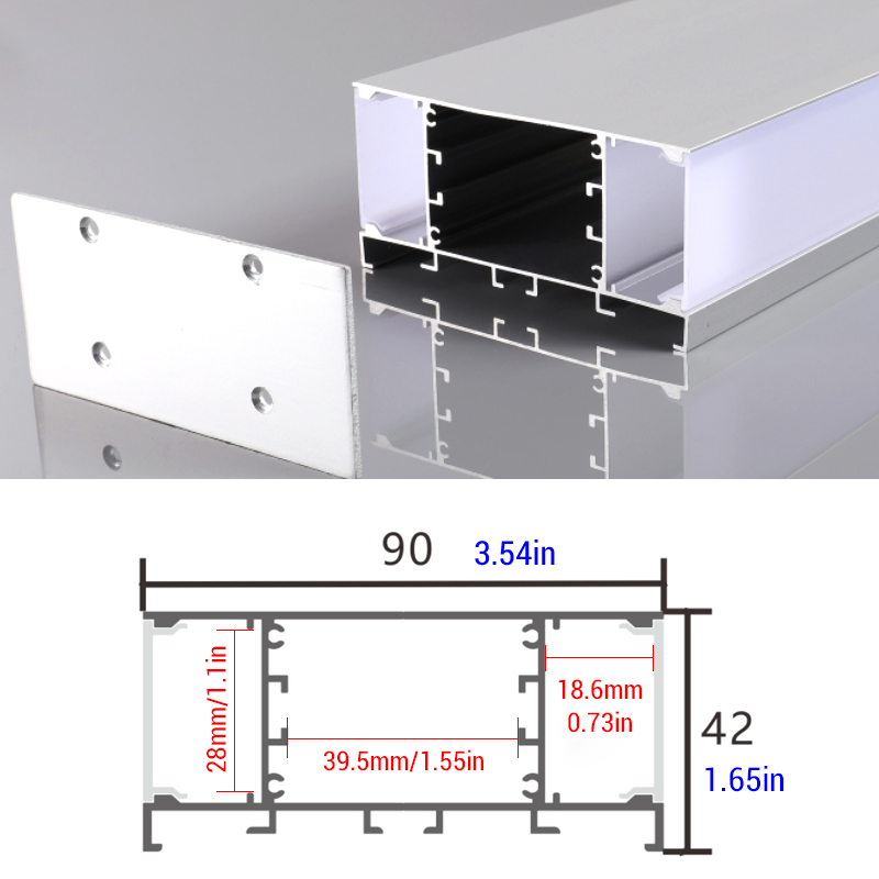 Linear Silver LED Wall Sconce Up Down Lighting Profile, 90mm Visible Face Height Linear Silver LED Wall Sconce Up Down Lighting Profile, 90mm Visible Face Height