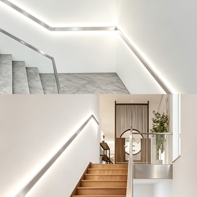 Linear Silver LED Wall Sconce Up Down Lighting Profile, 90mm Visible Face Height Linear Silver LED Wall Sconce Up Down Lighting Profile, 90mm Visible Face Height