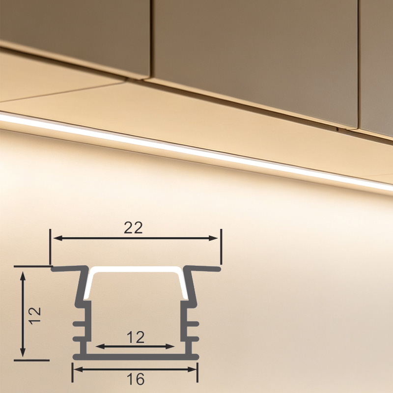 Flanged LED Strip Recessed Channel For Kitchen Lighting