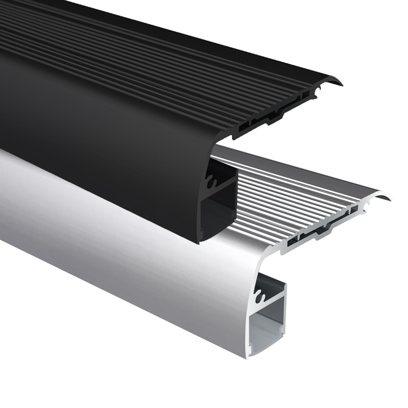 Aluminum LED Stair Tread Lighting Profile For 12mm Light Strips
