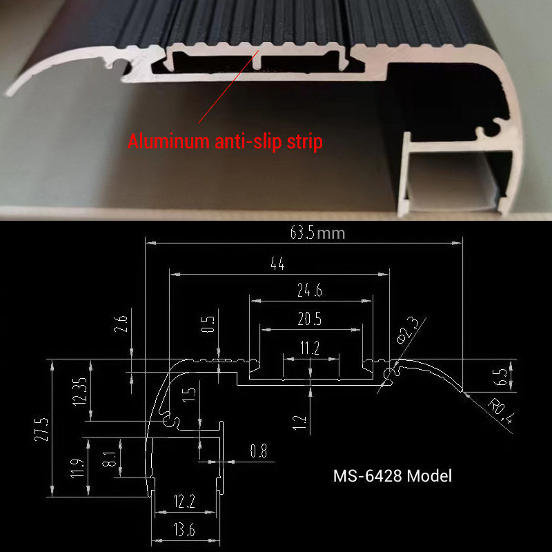 Aluminum LED Stair Tread Lighting Profile For 12mm Light Strips Aluminum LED Stair Tread Lighting Profile For 12mm Light Strips