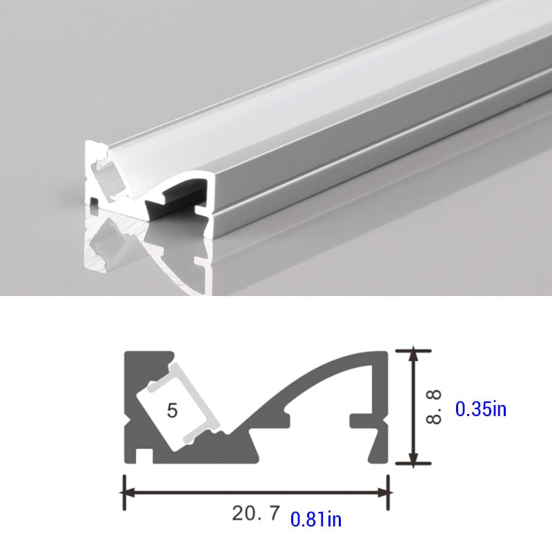 Ultra Small 45-Degree Under Shelf LED Light Strip Channel Aluminum Ultra Small 45-Degree Under Shelf LED Light Strip Channel Aluminum