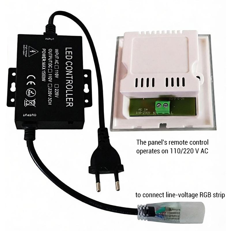 Wall Panel Wireless Remote Control RGB High-Voltage LED Controller
