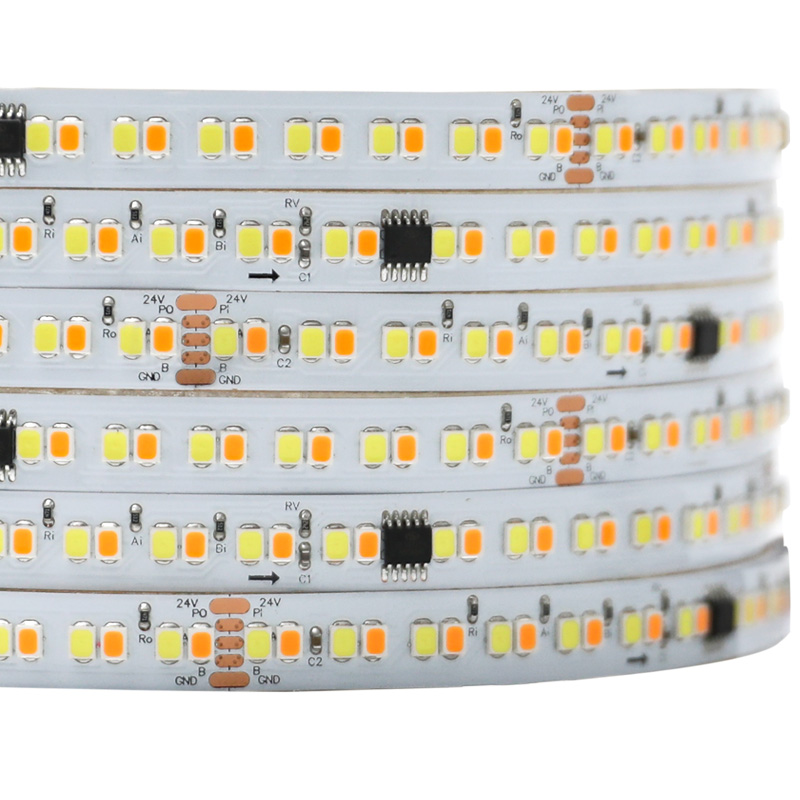 24V SMD 2835 Programmable Warm Amber to Cool White DMX CCT Tunable LED Strip
