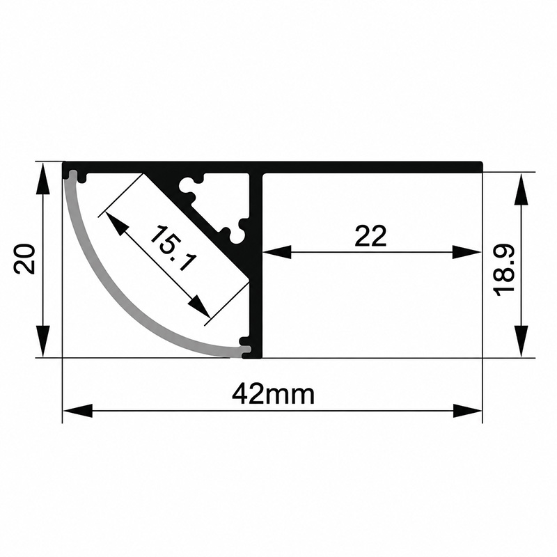 Recessed 45-Degree Corner Aluminum LED Profile For 15mm Bright Strip Lights Recessed 45-Degree Corner Aluminum LED Profile For 15mm Bright Strip Lights
