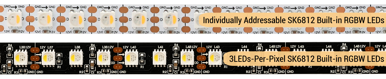 SK6812 RGBW LED Pixel Types: Individual vs Group IC Lights