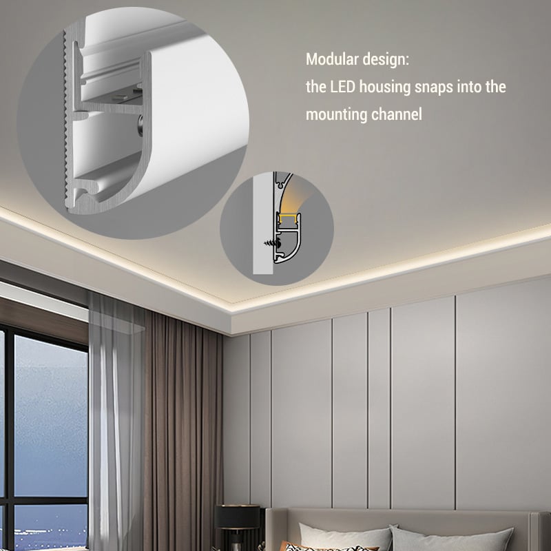 Sleek Indirect LED Modern Ceiling Cornice Moulding Installation