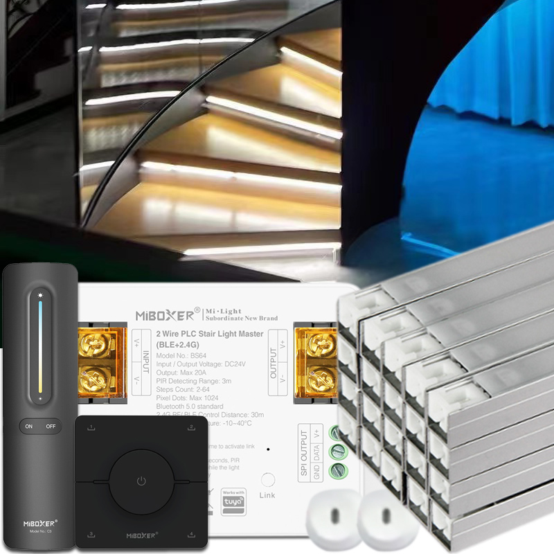 Home Motion Sensored CCT Alu LED Strip Lighted Staircase Tread Lighting Kit (BLE + RF, 20x1m)