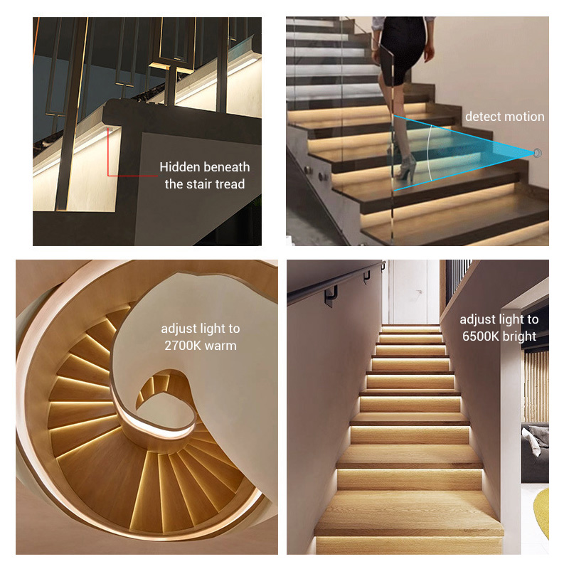 Home Motion Sensored CCT Alu LED Strip Lighted Staircase Tread Lighting Kit (BLE + RF, 20x1m) Home Motion Sensored CCT Alu LED Strip Lighted Staircase Tread Lighting Kit (BLE + RF, 20x1m)