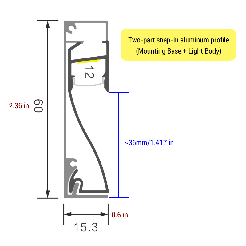 Snap-Fit Colored Base Board LED Lights Channel For 12mm Strip Snap-Fit Colored Base Board LED Lights Channel For 12mm Strip