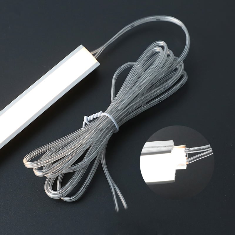  2-Pin Transparent Pigtail Cable 150cm Wire For Solderless Surface Contact Neon Rope Lights