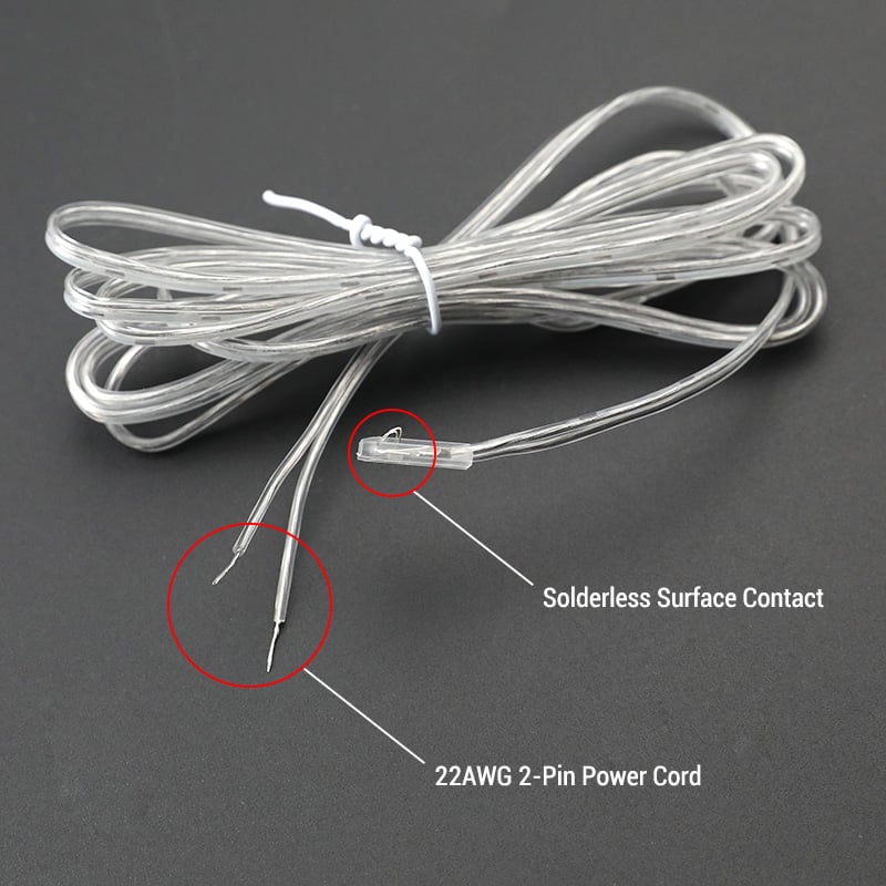 2-Pin Transparent Pigtail Cable 150cm Wire For Solderless Surface Contact Neon Rope Lights 2-Pin Transparent Pigtail Cable 150cm Wire For Solderless Surface Contact Neon Rope Lights