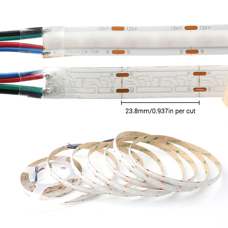 Super Bright 12-Volt Dotless Cob LED Strip Light RGB Color Changing Super Bright 12-Volt Dotless Cob LED Strip Light RGB Color Changing