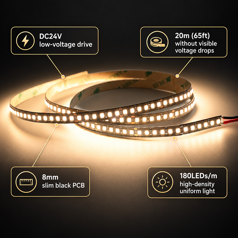 24V 20M Super Long 2835 High CRI 97 LED White Lighting Strip Black 24V 20M Super Long 2835 High CRI 97 LED White Lighting Strip Black