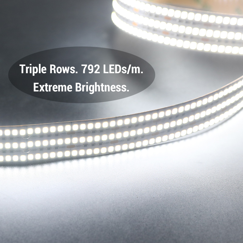 Bright White LED Strip Lights - High CRI 24V LED Tape Light - 241LEDs/ft - Triple Row - 16.4Ft - 2,897 Lumens/ft Bright White LED Strip Lights - High CRI 24V LED Tape Light - 241LEDs/ft - Triple Row - 16.4Ft - 2,897 Lumens/ft