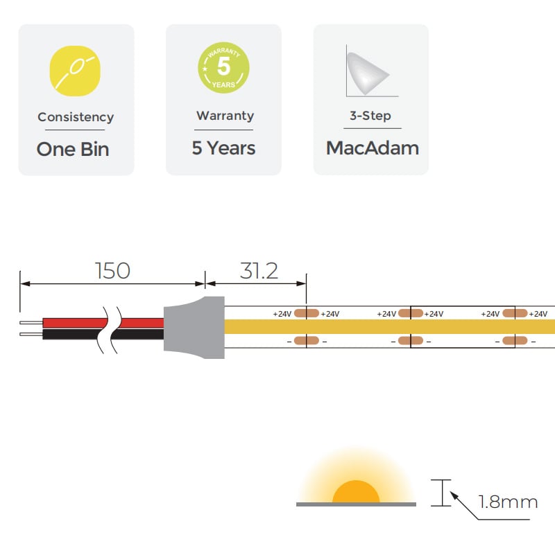 Professional UL Cob LED Strip Light DC24V White Pro Professional UL Cob LED Strip Light DC24V White Pro