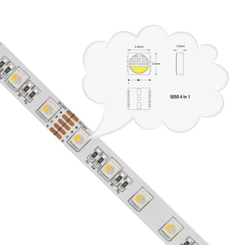 UL 5050 4-v-1 RGBW LED páskový světelný kotouč, RGB + True White
