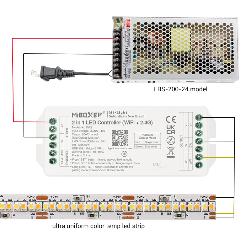 Ultragleichmäßiger LED-Lichtstreifen mit 2700 K Warmweiß und 6500 K Kaltweiß, umschaltbar Ultragleichmäßiger LED-Lichtstreifen mit 2700 K Warmweiß und 6500 K Kaltweiß, umschaltbar