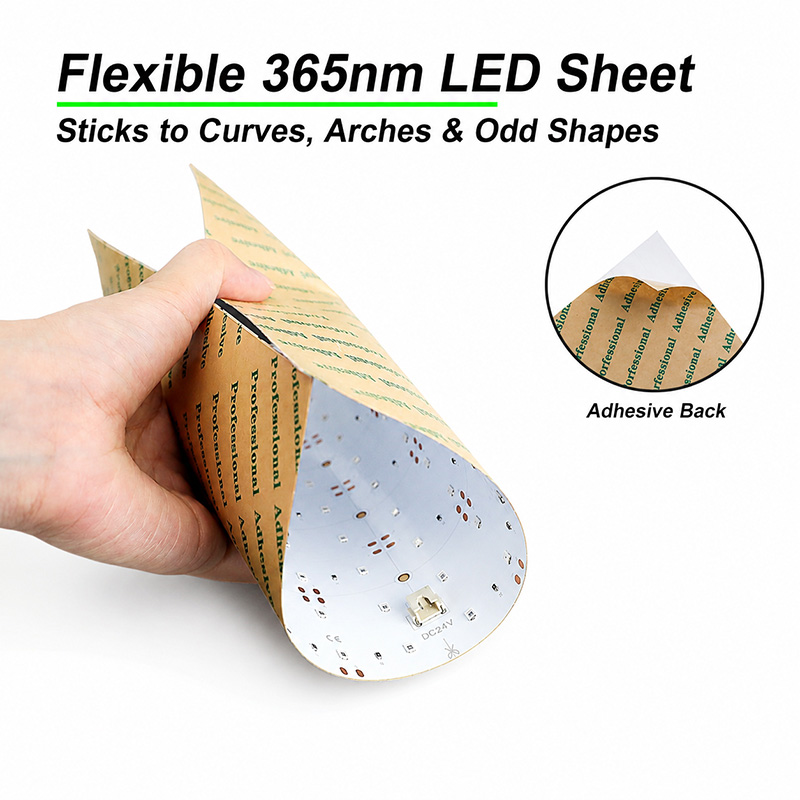 24V 365nm UV LED Light Sheet 245x245mm Flexible Blacklight Panel 24V 365nm UV LED Light Sheet 245x245mm Flexible Blacklight Panel