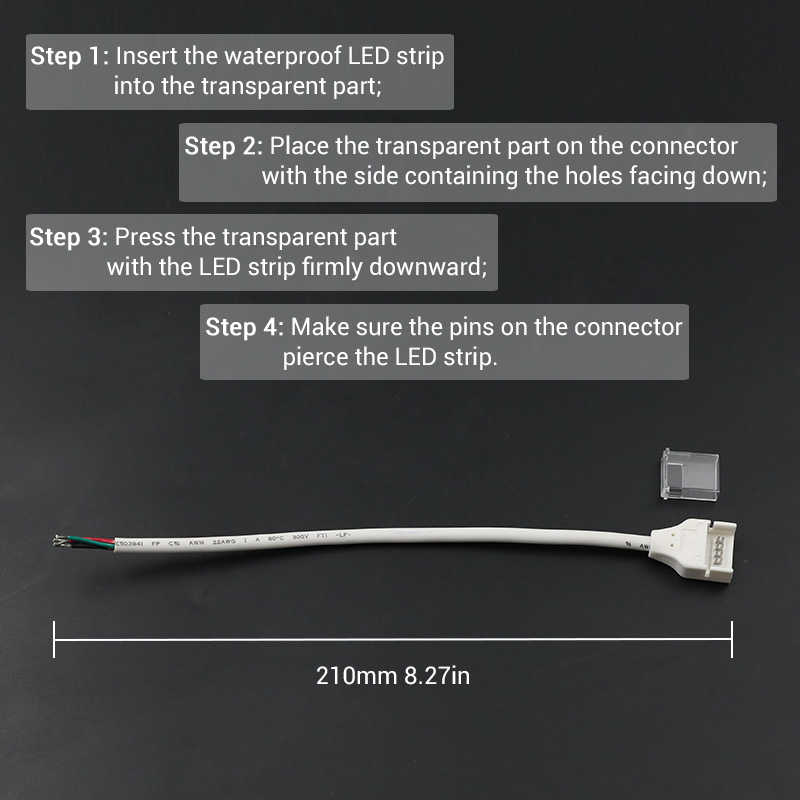 4-Pin SMD Waterproof RGB LED Strip Connector Wire for 10mm/12mm PCB 4-Pin SMD Waterproof RGB LED Strip Connector Wire for 10mm/12mm PCB