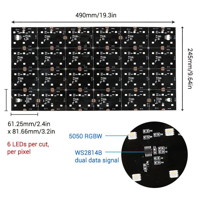 24V WS2814B Addressable RGBW Cuttable Flexible LED Light Sheet Backlight 24V WS2814B Addressable RGBW Cuttable Flexible LED Light Sheet Backlight