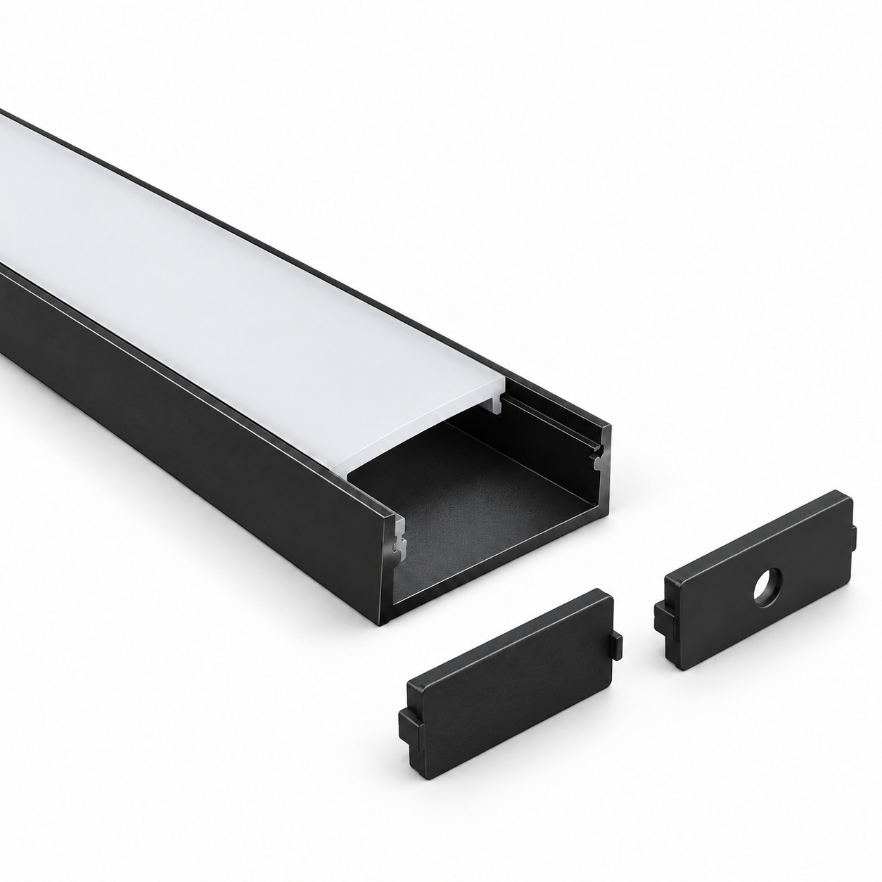  YD-2005 Anodized Black LED Aluminum Channel with PC Opal Diffuser