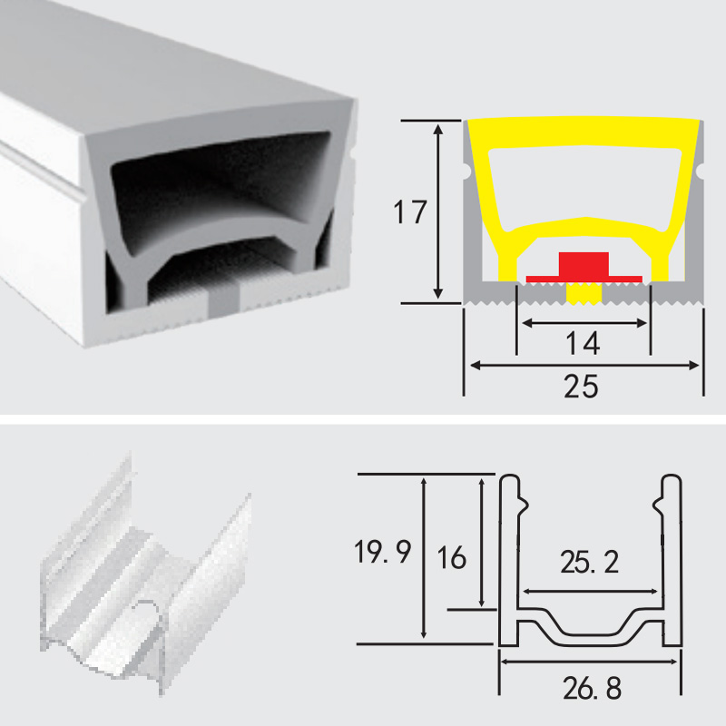 25x17mm 1-inch Wide Silicone Waterproof LED Strip Diffuser Sleeve For 12mm PCB 25x17mm 1-inch Wide Silicone Waterproof LED Strip Diffuser Sleeve For 12mm PCB